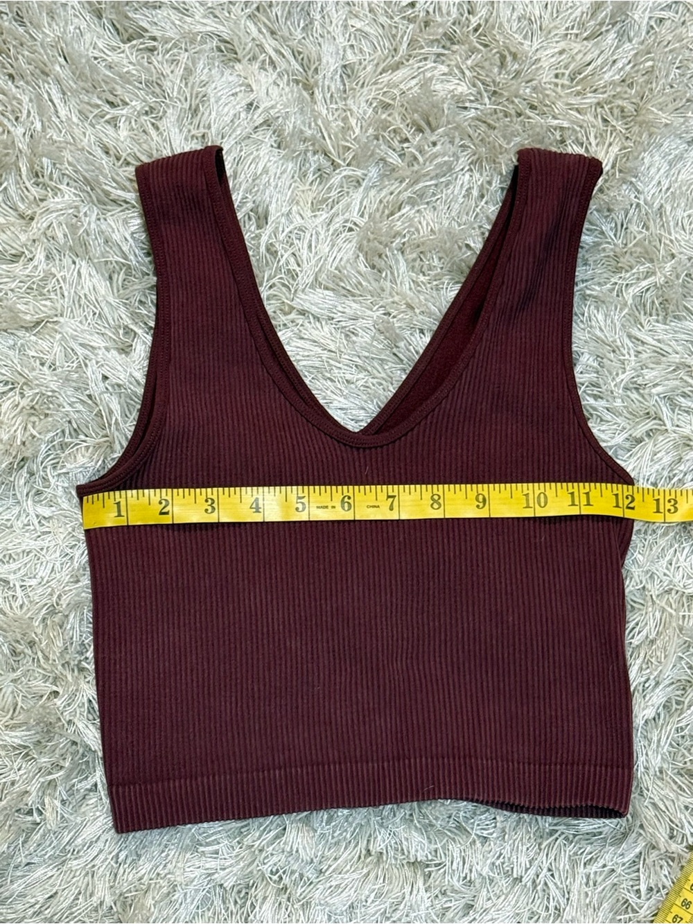 Free People Ribbed Seamless Crop Tank Burgundy Wine Brami Top XS/S - Picture 9 of 9